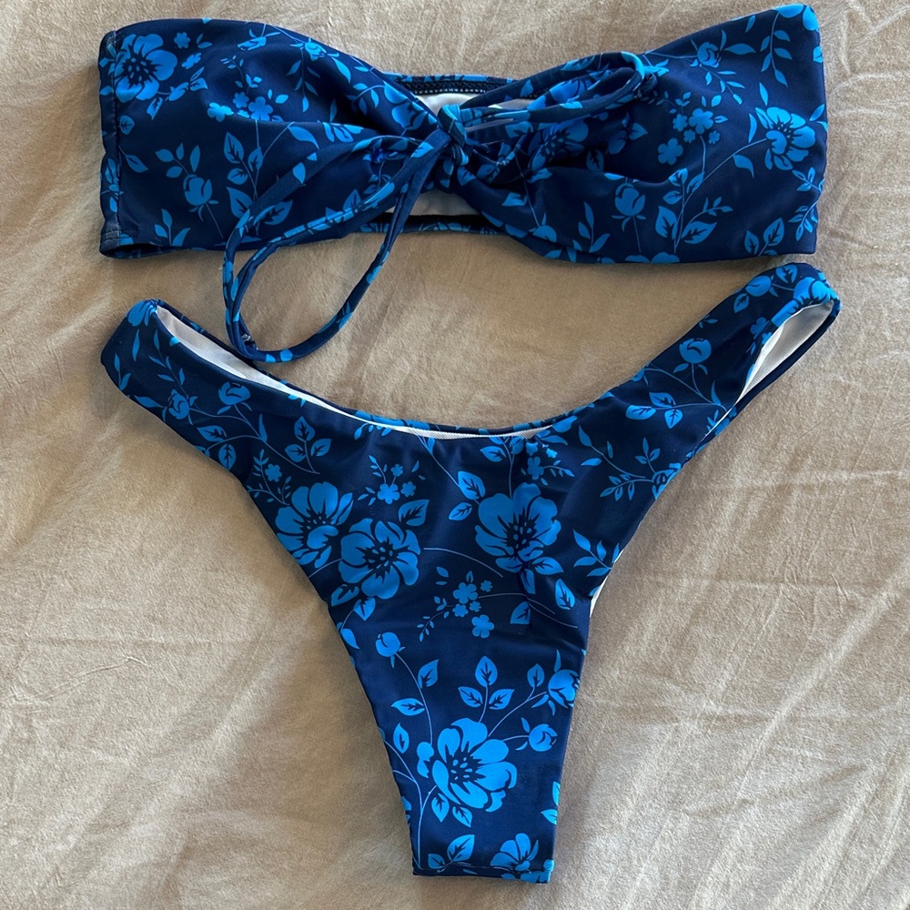 SHEIN Blue and White Bikini Set